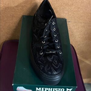 Mephisto Black Textured Sneakers